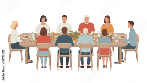 Group of People Sitting Around Dining Table.