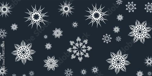 Elegant Snowflake Pattern on Dark Background.