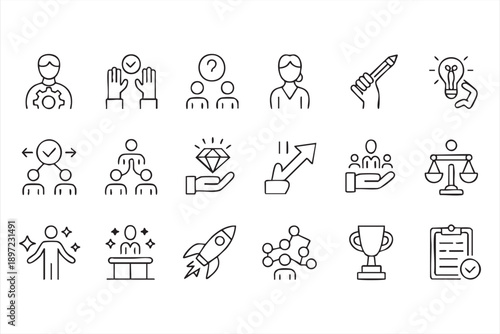 Management Strategy and Problem Solving Outline Icons