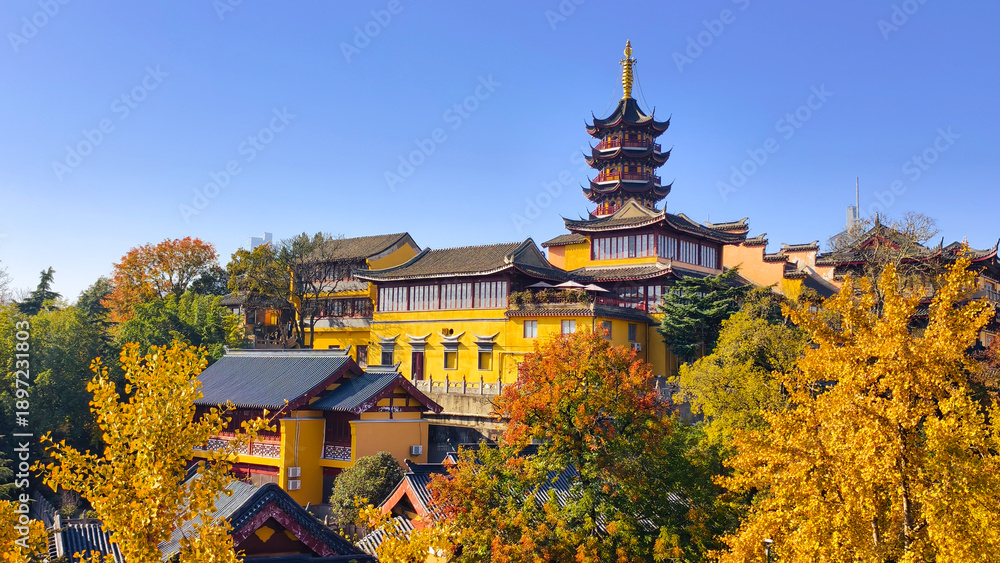 Αυτοκόλλητο Nanjing Jiming Temple, a famous attraction in Nanjing, China
