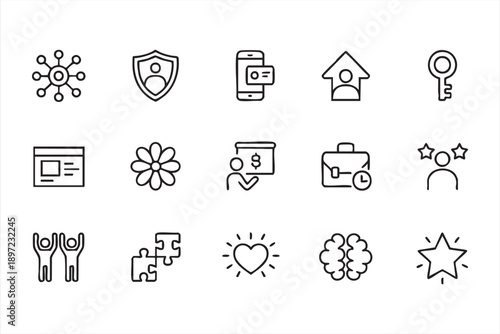 Business Security and Community Support Icon Collection