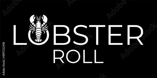 Lobster roll logo vector illustration black and white
