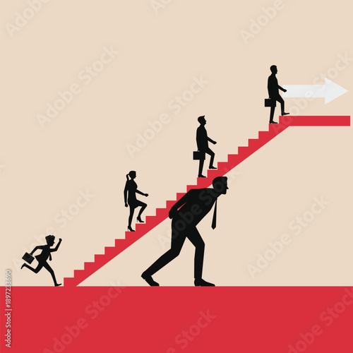 Business growth ladder and career progression concept