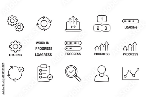 Dashboard Progress Indicators and System Workflow Icons