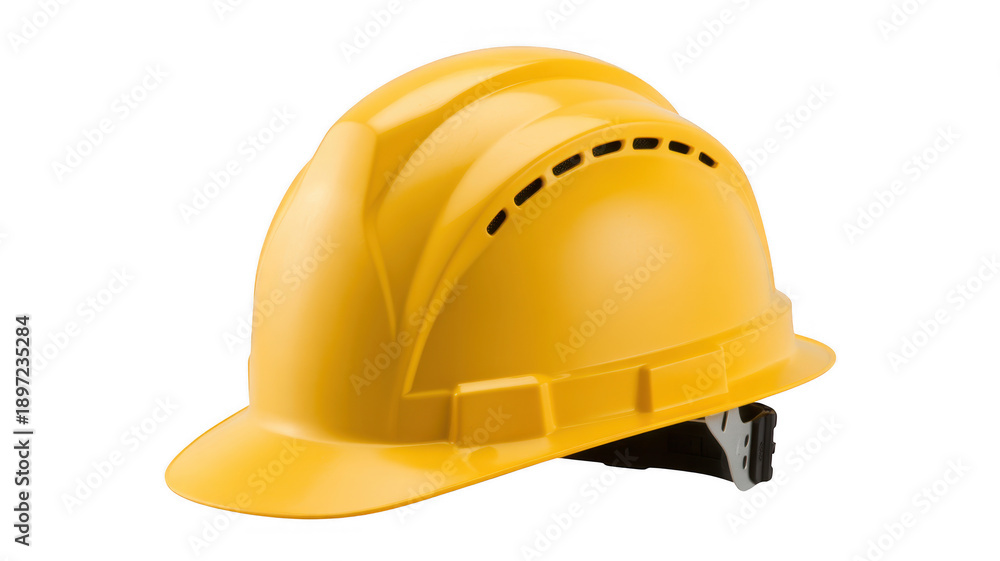 Fototapeta premium Yellow Hard Hat safety construction work isolated on a transparent background