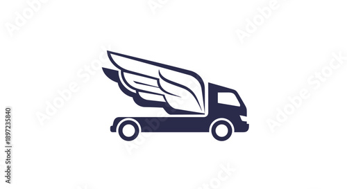 Stylized Delivery Truck with Wing Graphic.