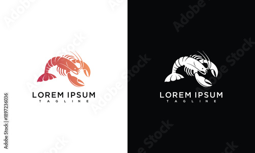 Modern Lobster Logo Design for Seafood Restaurant Brand Identity - Gradient  Monochrome Versions.
