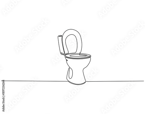 Continuous one line drawing of toilet. One line drawing illustration of clean toilet. Clean and sanitation concept single line. Editable outline