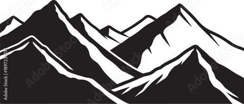 Black and White Mountain Range Landscape Illustration Vector Graphic