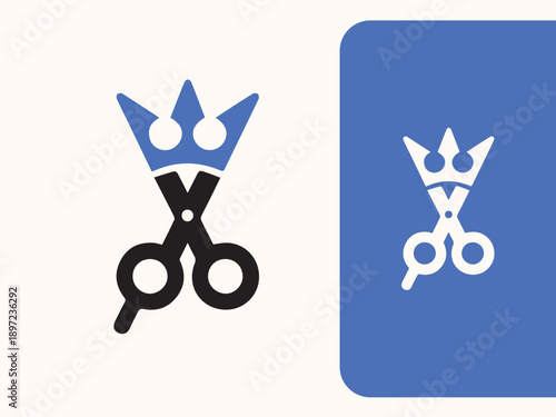 Royal Barber Scissors Crown Logo