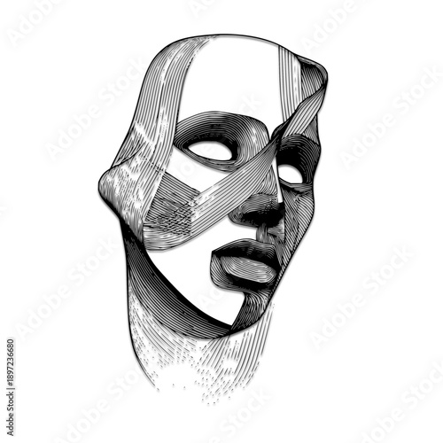 Disintegrating Face in Black and White