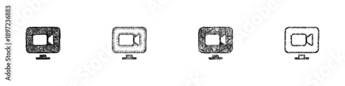 Sketch video conference icon design set