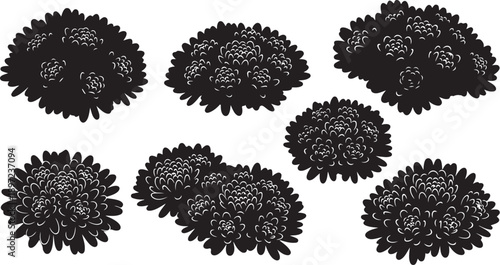 Illustration of black virus particles on white background