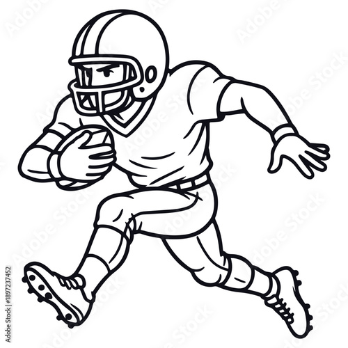 Outline vector illustration of a football player running while extending one arm, suggesting evasive movement during play.