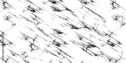 Abstract Black and White Grunge Texture with Diagonal Lines and Cracks.