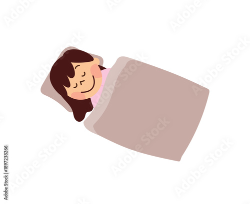 布団で寝ている若い女性