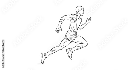 a dynamic line art illustration of a male runner sprinting with powerful strides embodying speed athletic performance and competitive sport