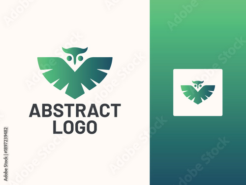 Abstract Green Gradient Owl Logo Design
