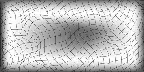 Abstract black and white striped grid background. Geometric pattern with the effect of visual distortion. Optical illusion.
