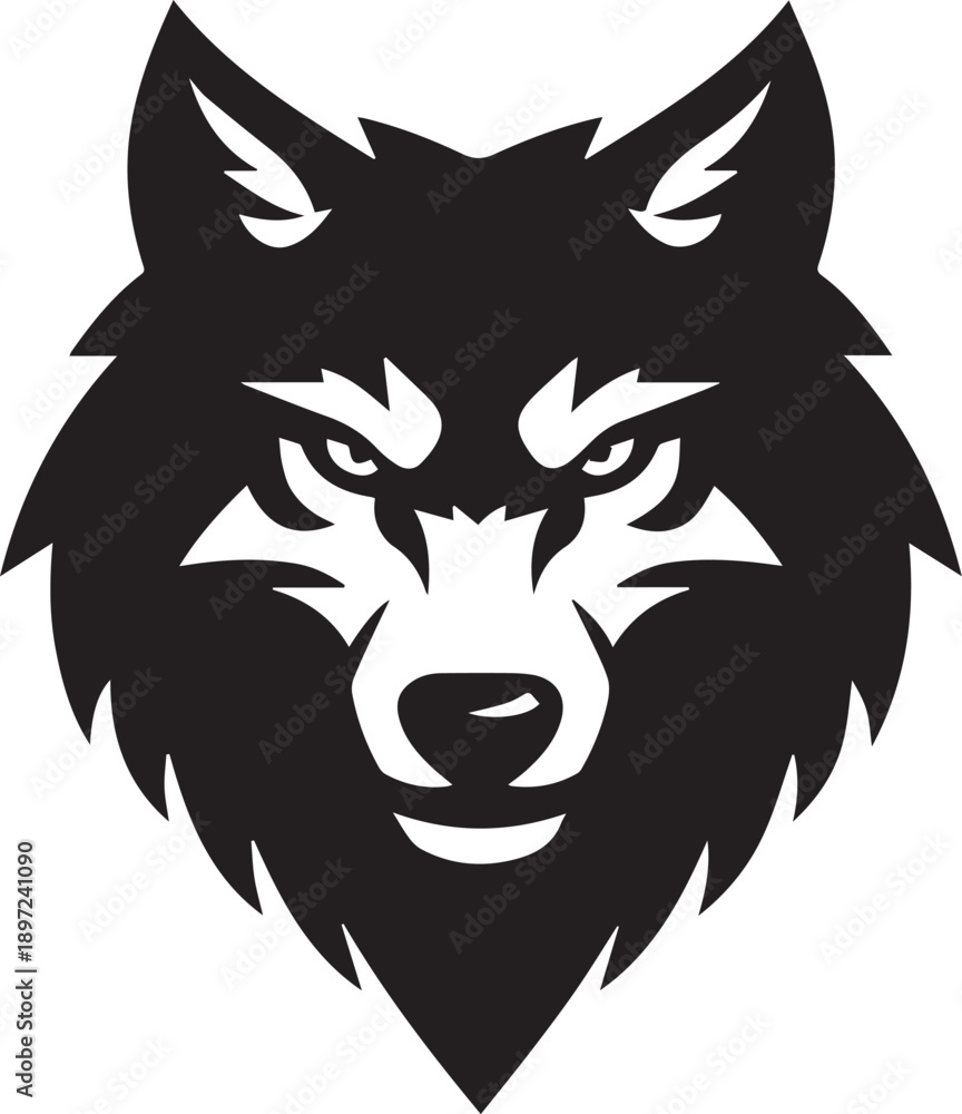 Fototapeta premium Stylized Wolf Head Black Silhouette Logo Vector Illustration