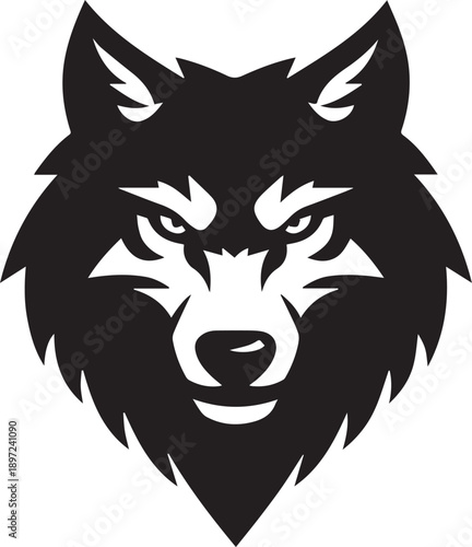 Stylized Wolf Head Black Silhouette Logo Vector Illustration
