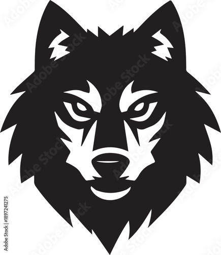 Stylized Wolf Head Black Silhouette Logo Vector Illustration