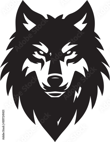 Stylized Wolf Head Black Silhouette Logo Vector Illustration