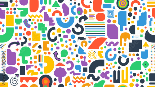 Template abstract geometric seamless pattern with colorful modern shapes