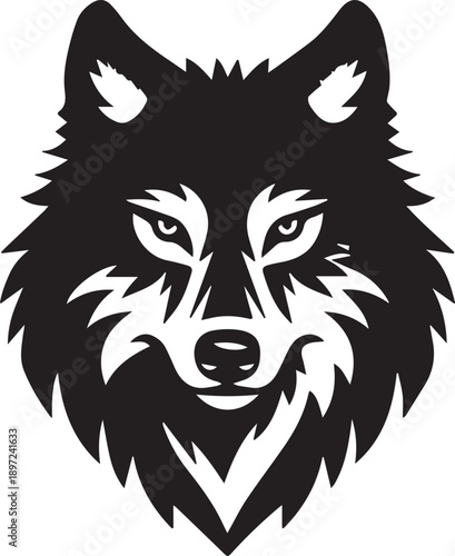 Stylized Wolf Head Black Silhouette Logo Vector Illustration