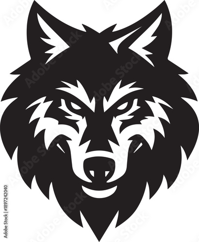 Stylized Wolf Head Black Silhouette Logo Vector Illustration