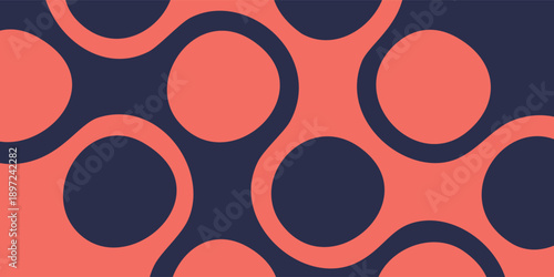 Abstract Geometric Pattern of Interconnected Circles and Waves.
