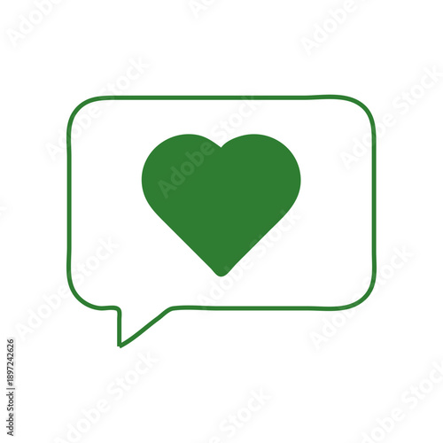 Minimal chat bubble icon with heart symbol representing love, care, and social interaction. Ideal for messaging apps, feedback, support, healthcare, and modern UI or graphic design projects.
