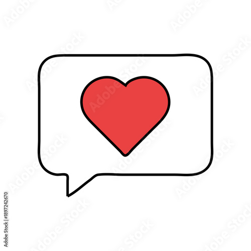 Minimal chat bubble icon with heart symbol representing love, care, and social interaction. Ideal for messaging apps, feedback, support, healthcare, and modern UI or graphic design projects.
