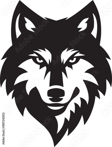 Stylized Wolf Head Black Silhouette Logo Vector Illustration