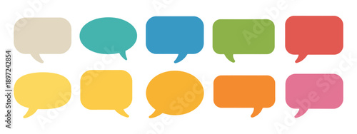 Different speech bubbles vector, communication concept, text message balloons, flat design illustration.