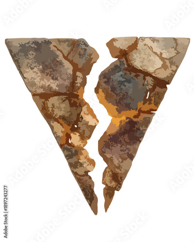 Triangular Fragment of Dry Cracked Soil or Cookie Crust
