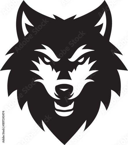 Stylized Wolf Head Black Silhouette Logo Vector Illustration
