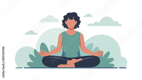 Woman Practicing Yoga Meditation Pose.