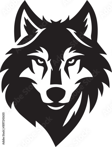 Stylized Wolf Head Black Silhouette Logo Vector Illustration