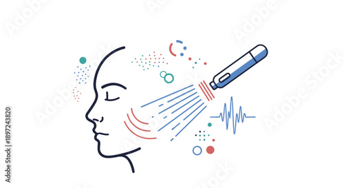 Woman receiving laser therapy treatment on her face. Concept of cosmetology procedure for skin rejuvenation and beauty in clinic. Transparent background