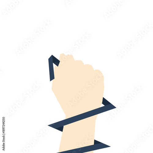 Background Design of clenched fists, a sign of freedom. Tied with a ribbon