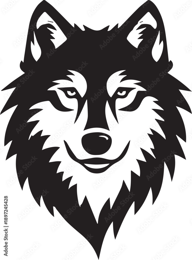 Fototapeta premium Stylized Wolf Head Black Silhouette Logo Vector Illustration