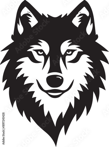 Stylized Wolf Head Black Silhouette Logo Vector Illustration