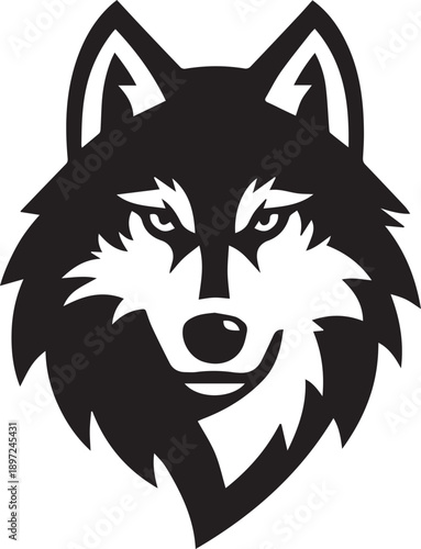 Stylized Wolf Head Black Silhouette Logo Vector Illustration
