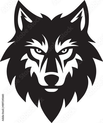 Stylized Wolf Head Black Silhouette Logo Vector Illustration