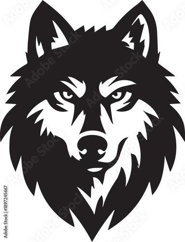 Stylized Wolf Head Black Silhouette Logo Vector Illustration