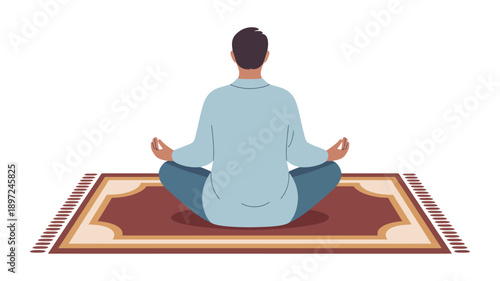 Man Sitting in Lotus Position Meditating.