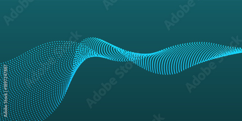 Modern 3D rendering of a wave pattern with dots and spheres abstract simple