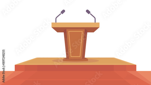 Podium with Microphones for Public Speaking.