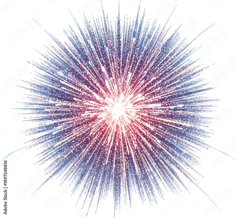 Fototapeta premium Abstract Blue and Red Starburst Explosion on White